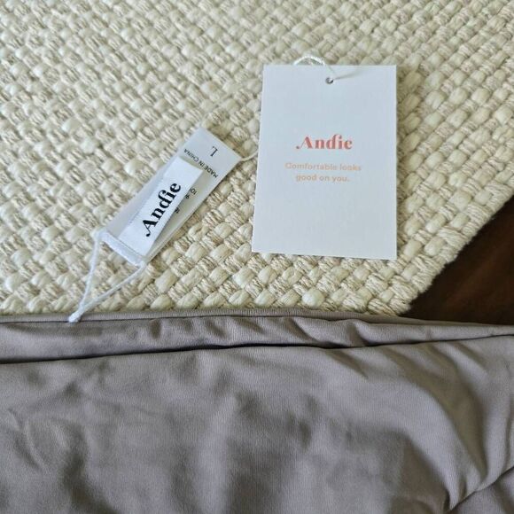 Andie Cheeky Swim Bottoms Women's Large Stone Gray Lined Summer Beach Preppy - Picture 3 of 5